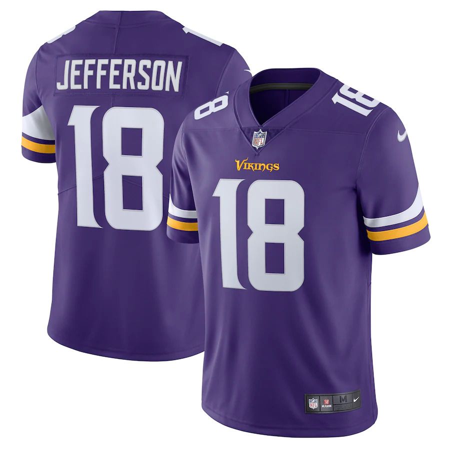 Men Minnesota Vikings #18 Justin Jefferson Nike Purple Vapor Limited NFL Jersey
